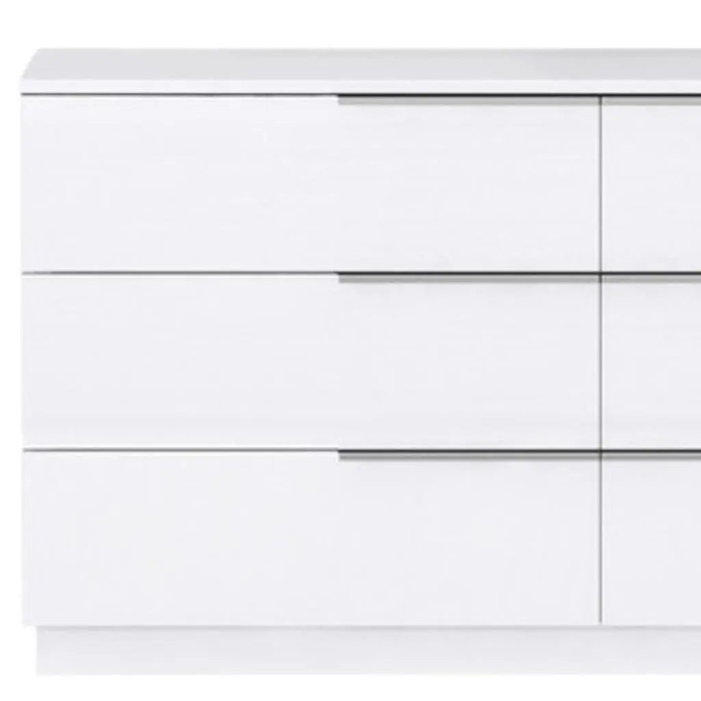 62" White Wood Six Drawer Double Dresser Homeroots Bed & Bath