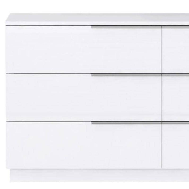 62" White Wood Six Drawer Double Dresser Homeroots Bed & Bath