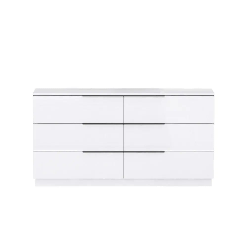 62" White Wood Six Drawer Double Dresser Homeroots Bed & Bath