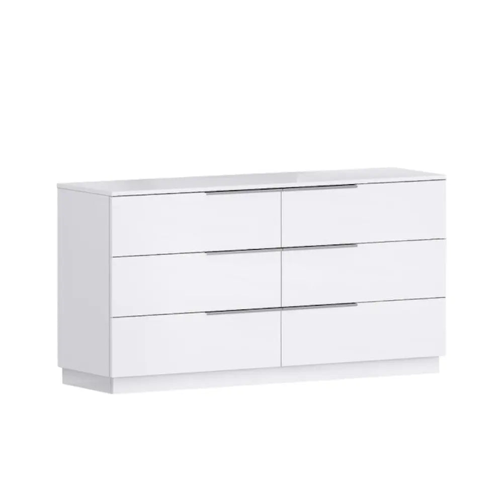 62" White Wood Six Drawer Double Dresser Homeroots Bed & Bath