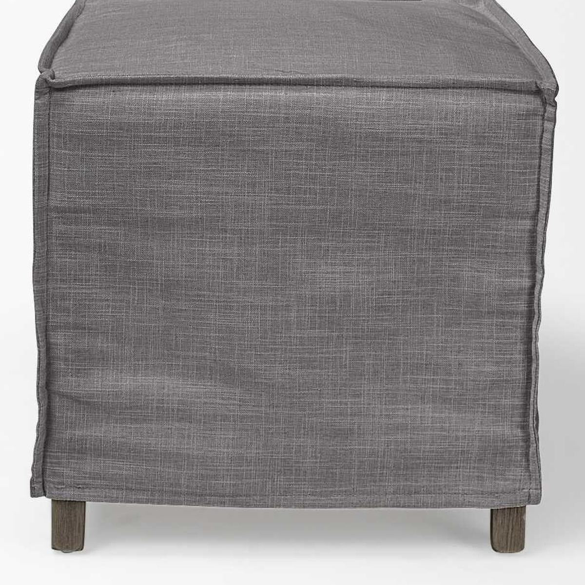 Set Of Two Gray And Brown Slipcovered Wood Parsons Chairs - Kitchen & Dining