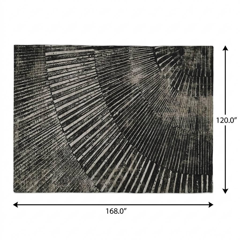 10' X 14' Black And Gray Geometric Shag Washable Area Rug With UV Protection - Home & Garden