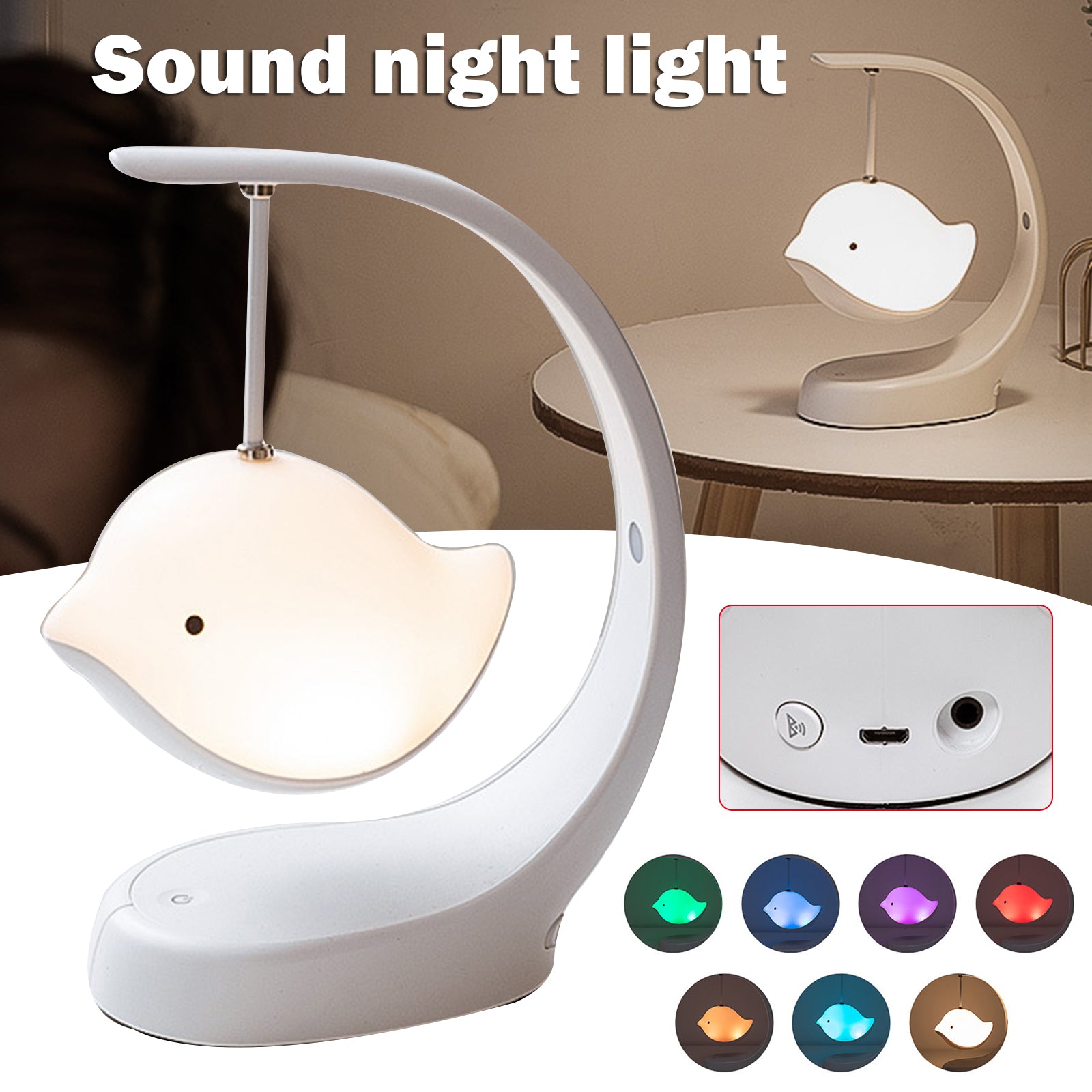 Bluetooth Speaker Cartoon Birds Night Lamp Portable Small Subwoofer Ribbon Lights for Home Decor Audio Music Wireless Speakers