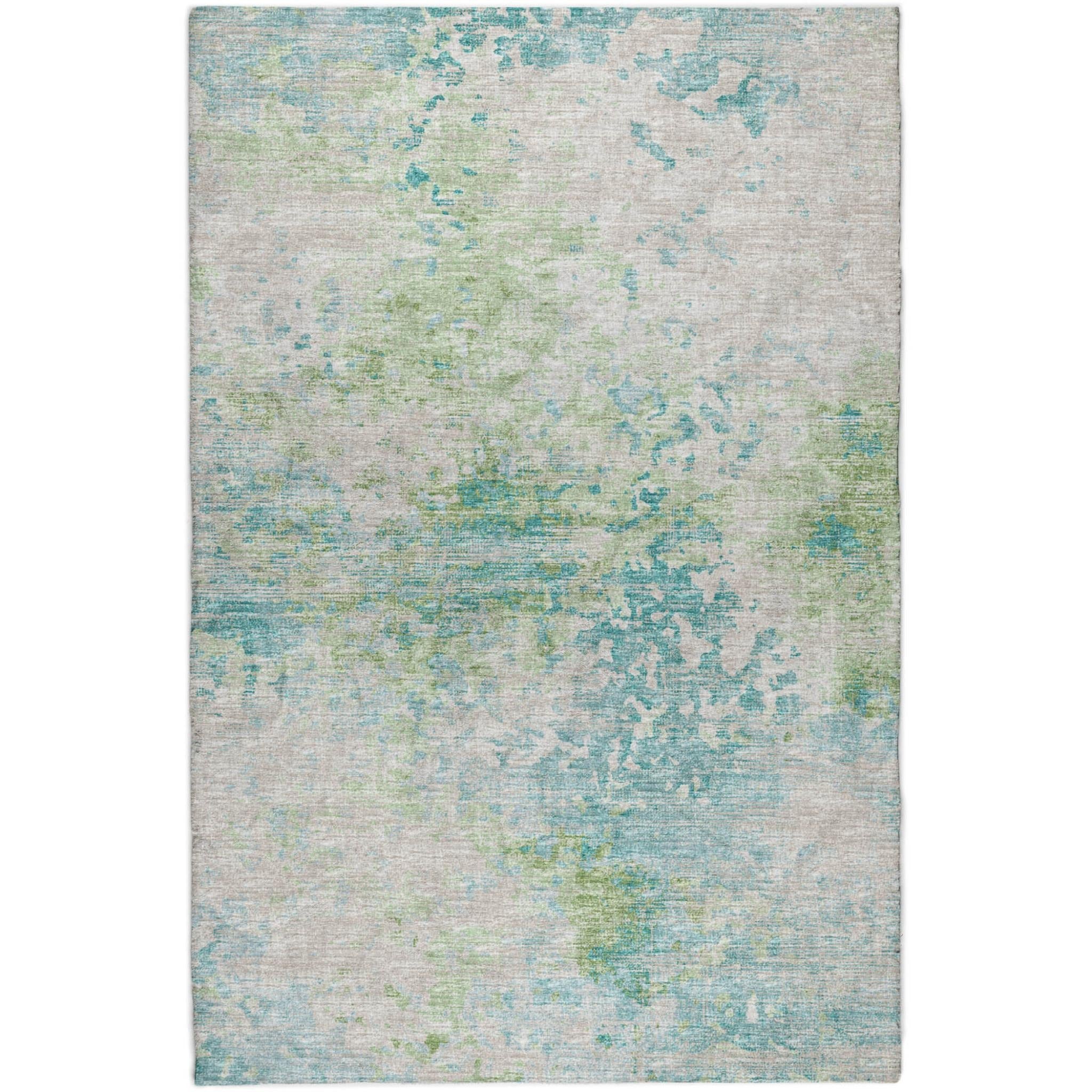 10' X 14' Green And Teal Abstract Shag Washable Area Rug With UV Protection - Home & Garden