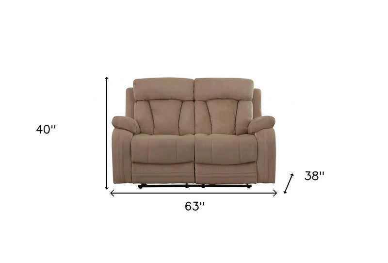 63" Beige Leather Match Recliner Homeroots Living Room