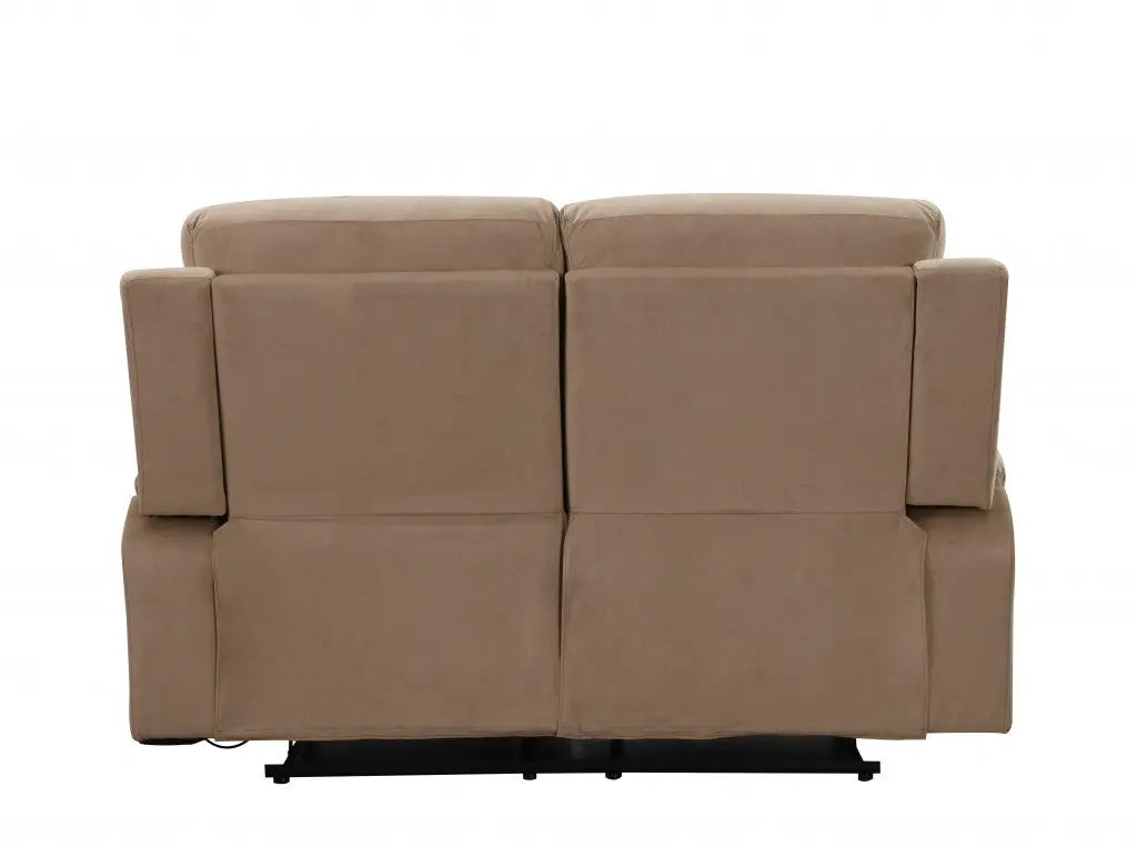 63" Beige Leather Match Recliner Homeroots Living Room