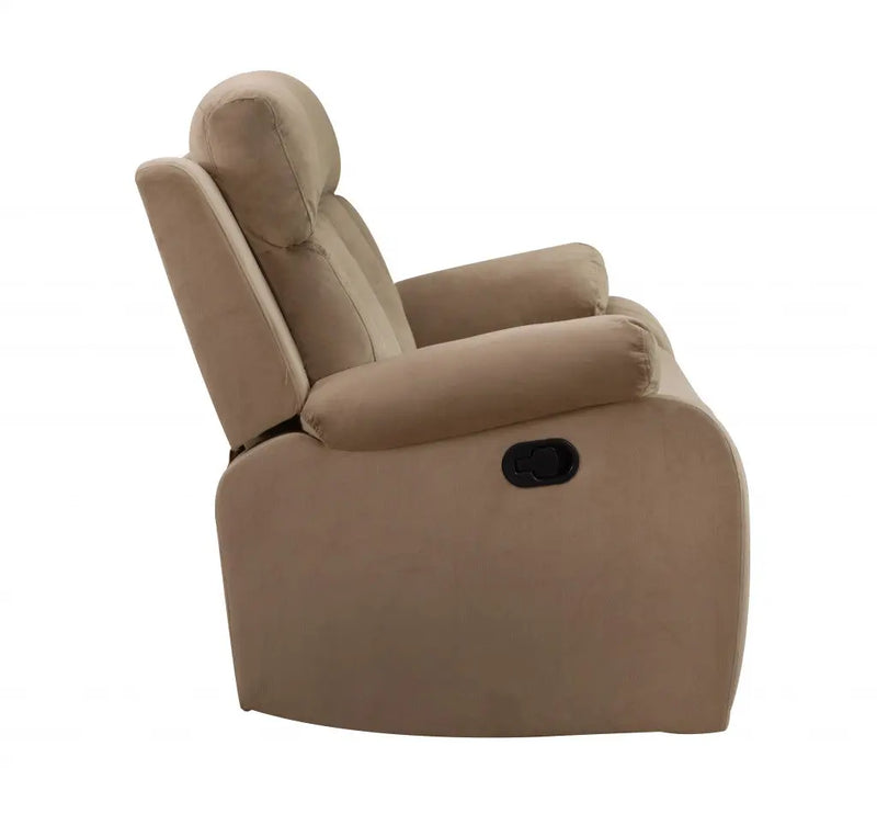 63" Beige Leather Match Recliner Homeroots Living Room