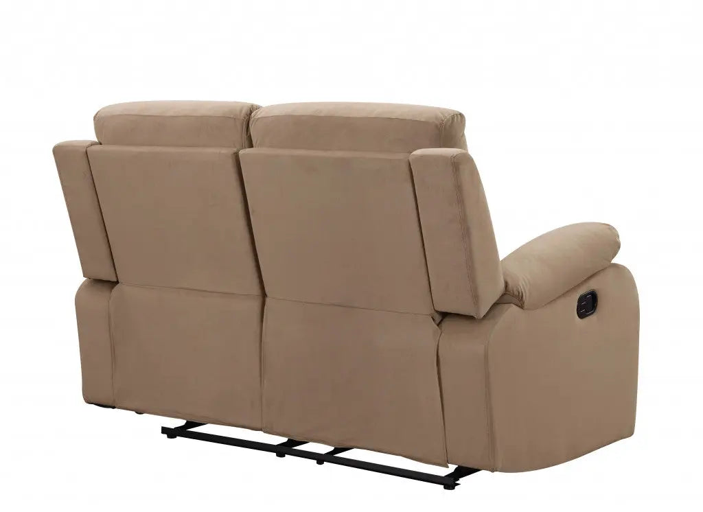 63" Beige Leather Match Recliner Homeroots Living Room
