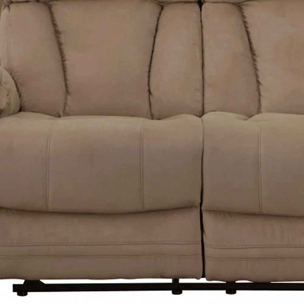 63" Beige Leather Match Recliner Homeroots Living Room
