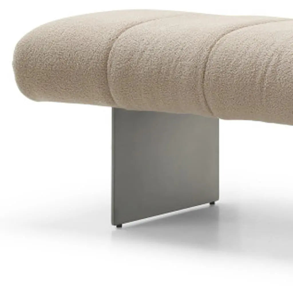 63" Beige and Gray Boucle and Metal Upholstered Bench Homeroots Living Room