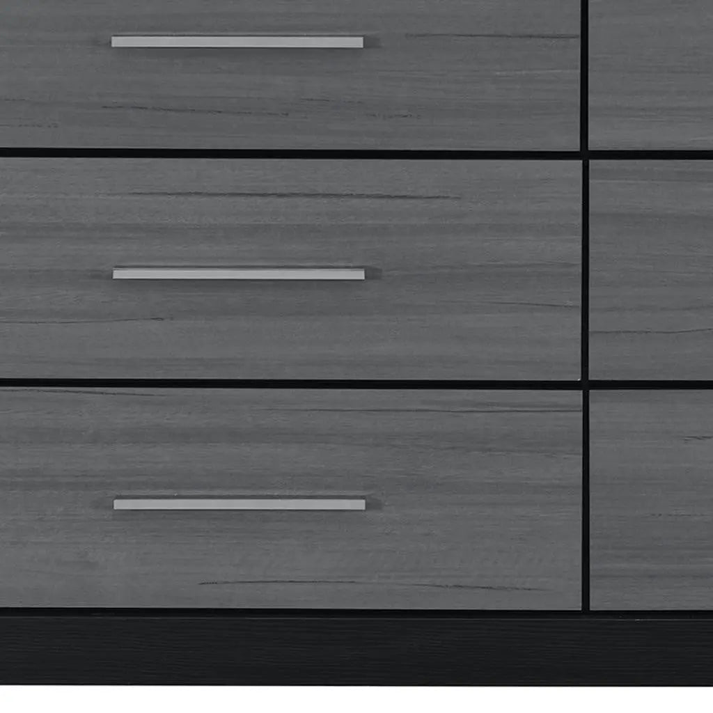 63" Black And Gray Wood Six Drawer Double Dresser Homeroots Bed & Bath