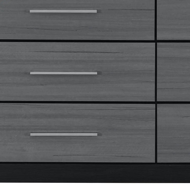 63" Black And Gray Wood Six Drawer Double Dresser Homeroots Bed & Bath