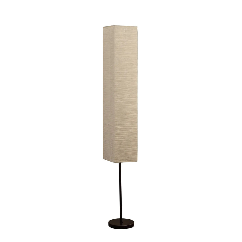 63" Black And Off White Column Floor Lamp With Off White Paper Rectangular Shade Homeroots Lighting