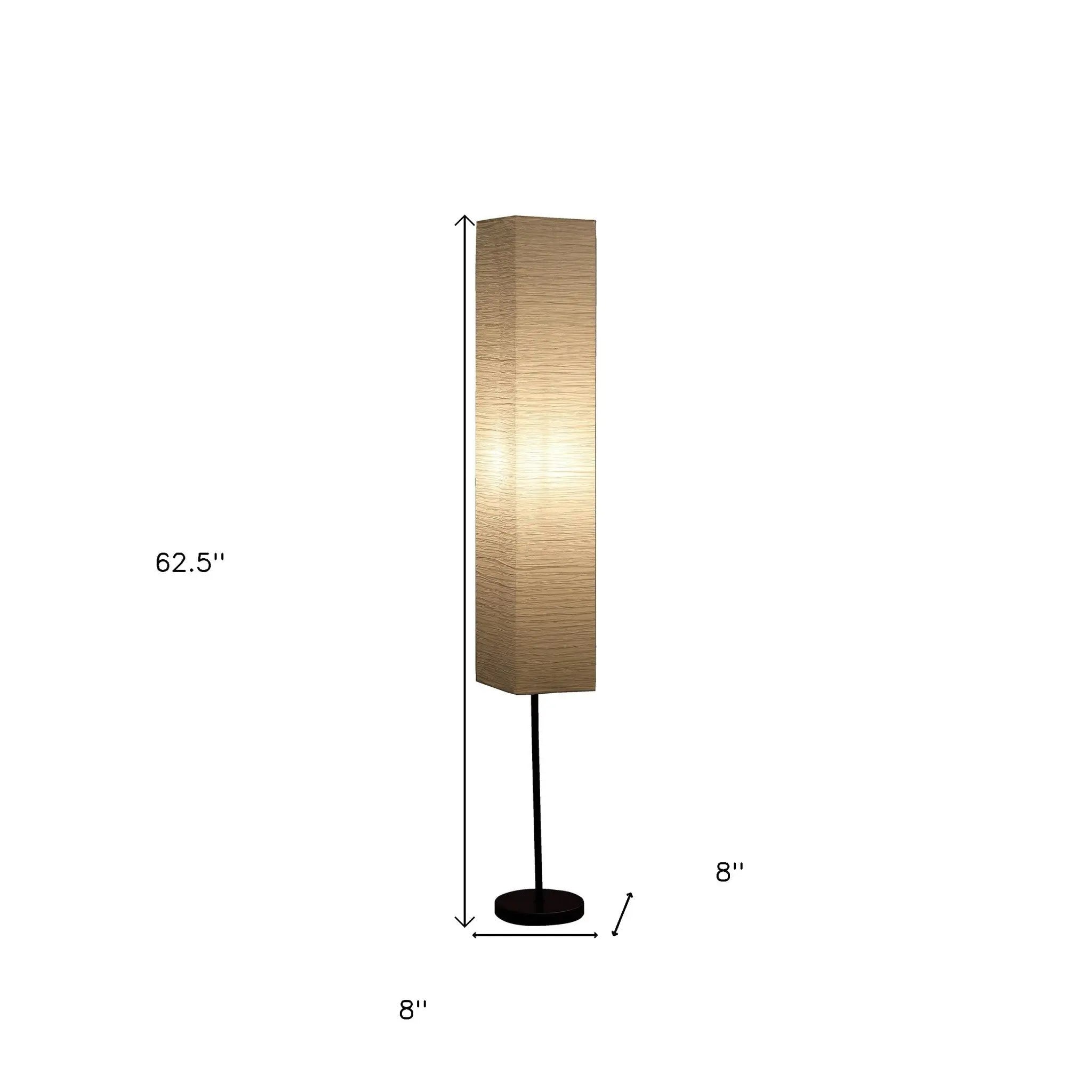 63" Black And Off White Column Floor Lamp With Off White Paper Rectangular Shade Homeroots Lighting