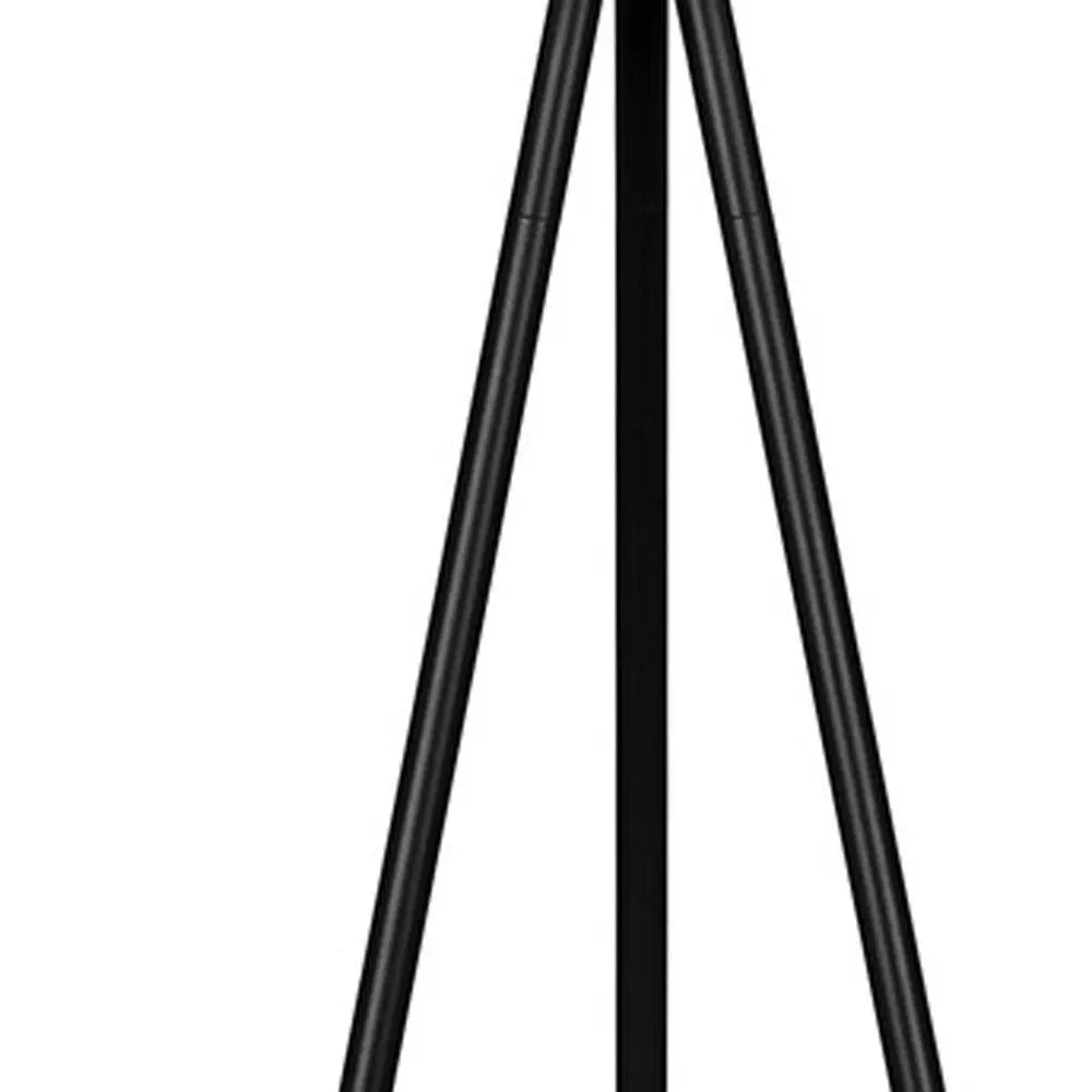 63" Black LED Light Changing Floor Lamp With Cream Fabric Drum Shade Homeroots Lighting
