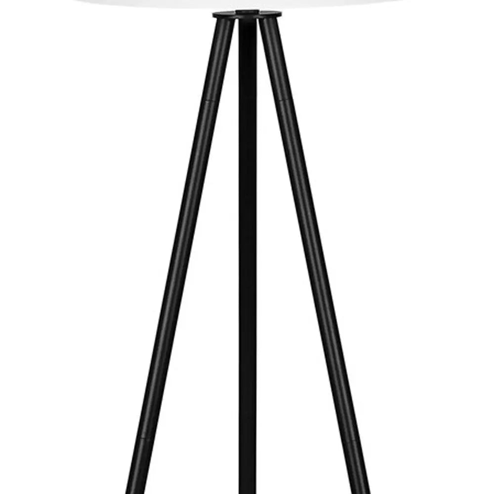 63" Black LED Light Changing Floor Lamp With Cream Fabric Drum Shade Homeroots Lighting