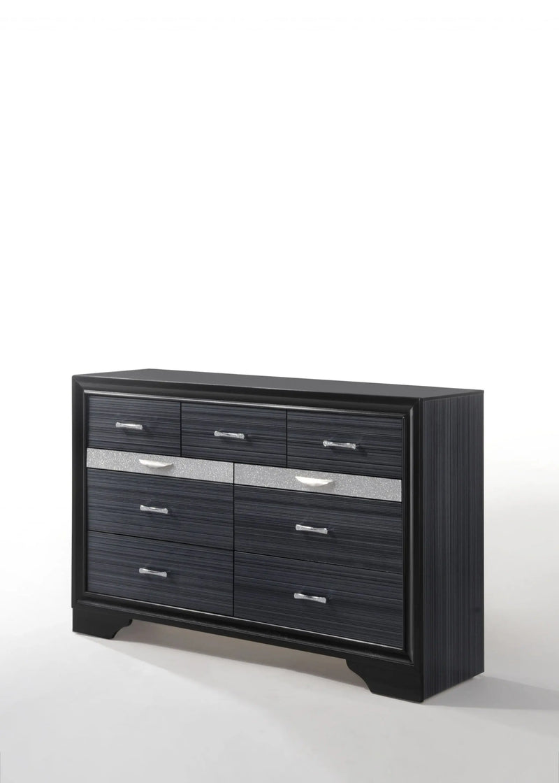 63" Black Manufactured Wood Nine Drawer Gentlemans Chest Homeroots Bed & Bath