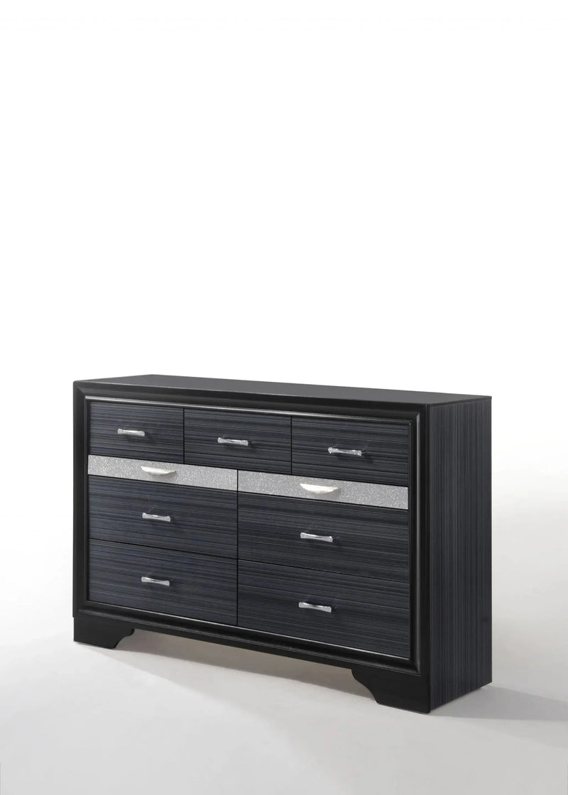 63" Black Manufactured Wood Nine Drawer Gentlemans Chest Homeroots Bed & Bath