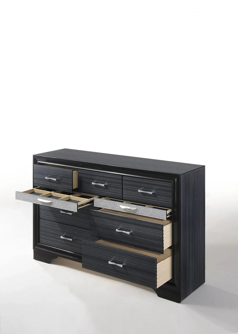 63" Black Manufactured Wood Nine Drawer Gentlemans Chest Homeroots Bed & Bath
