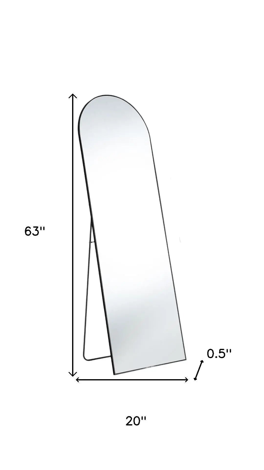 63" Black Metal Arch Freestanding and Wall Mount Framed Full Length Mirror Homeroots Bed & Bath