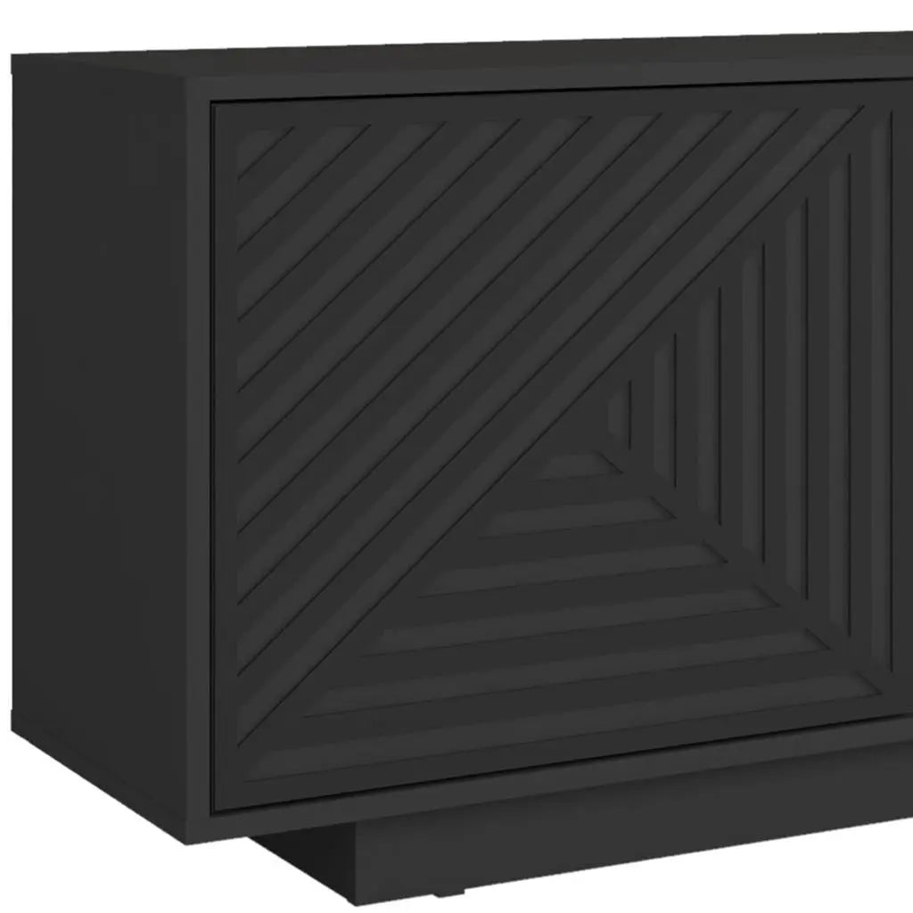 63" Black Ribbed Texture Wood Enclosed and Open Storage TV Stand Homeroots Living Room