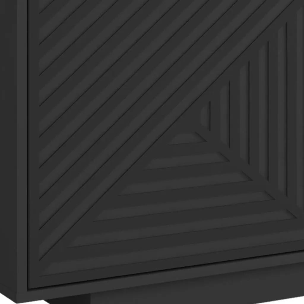 63" Black Ribbed Texture Wood Enclosed and Open Storage TV Stand Homeroots Living Room