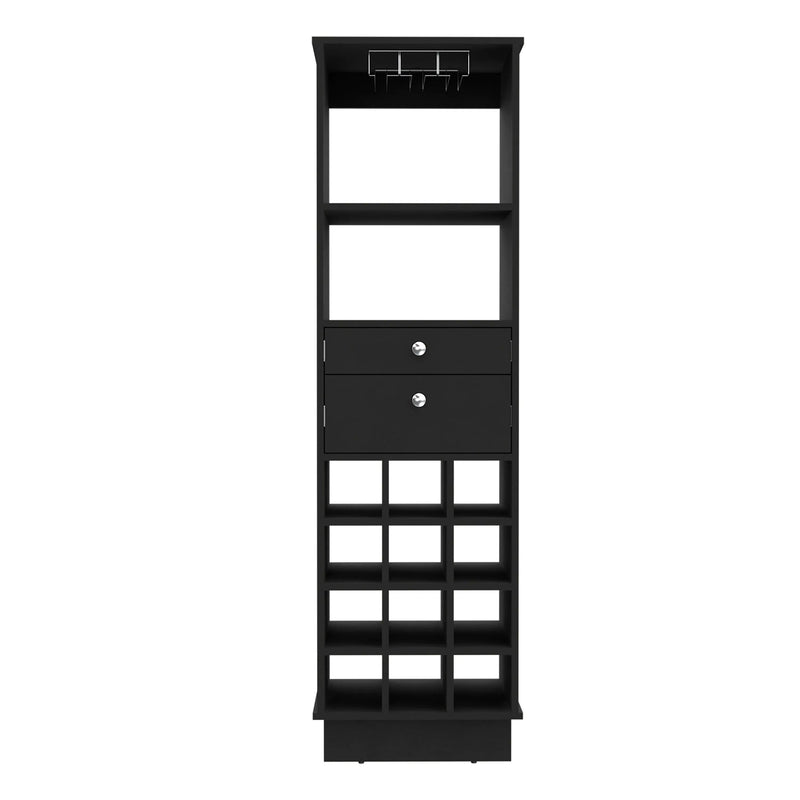 63" Black Wood Bar Cabinet With Two Drawers Homeroots Kitchen & Dining