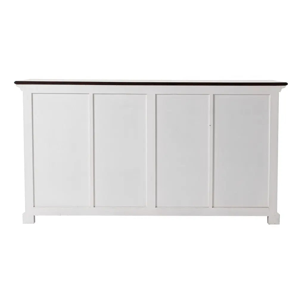 63" Brown And White Distressed Solid Wood Sideboard With Baskets Homeroots Kitchen & Dining
