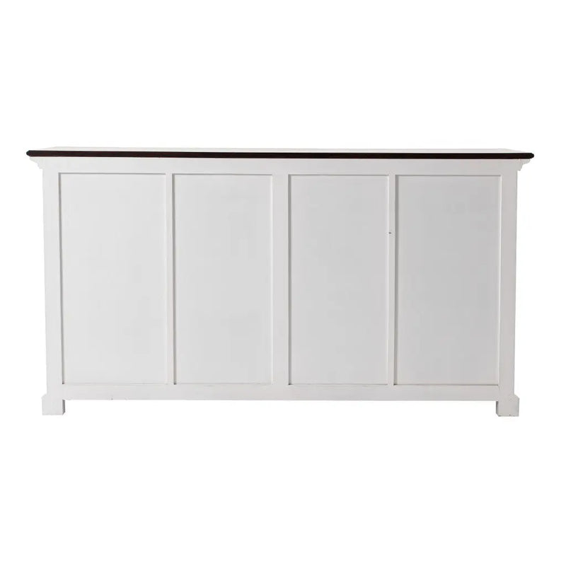 63" Brown And White Distressed Solid Wood Sideboard With Baskets Homeroots Kitchen & Dining