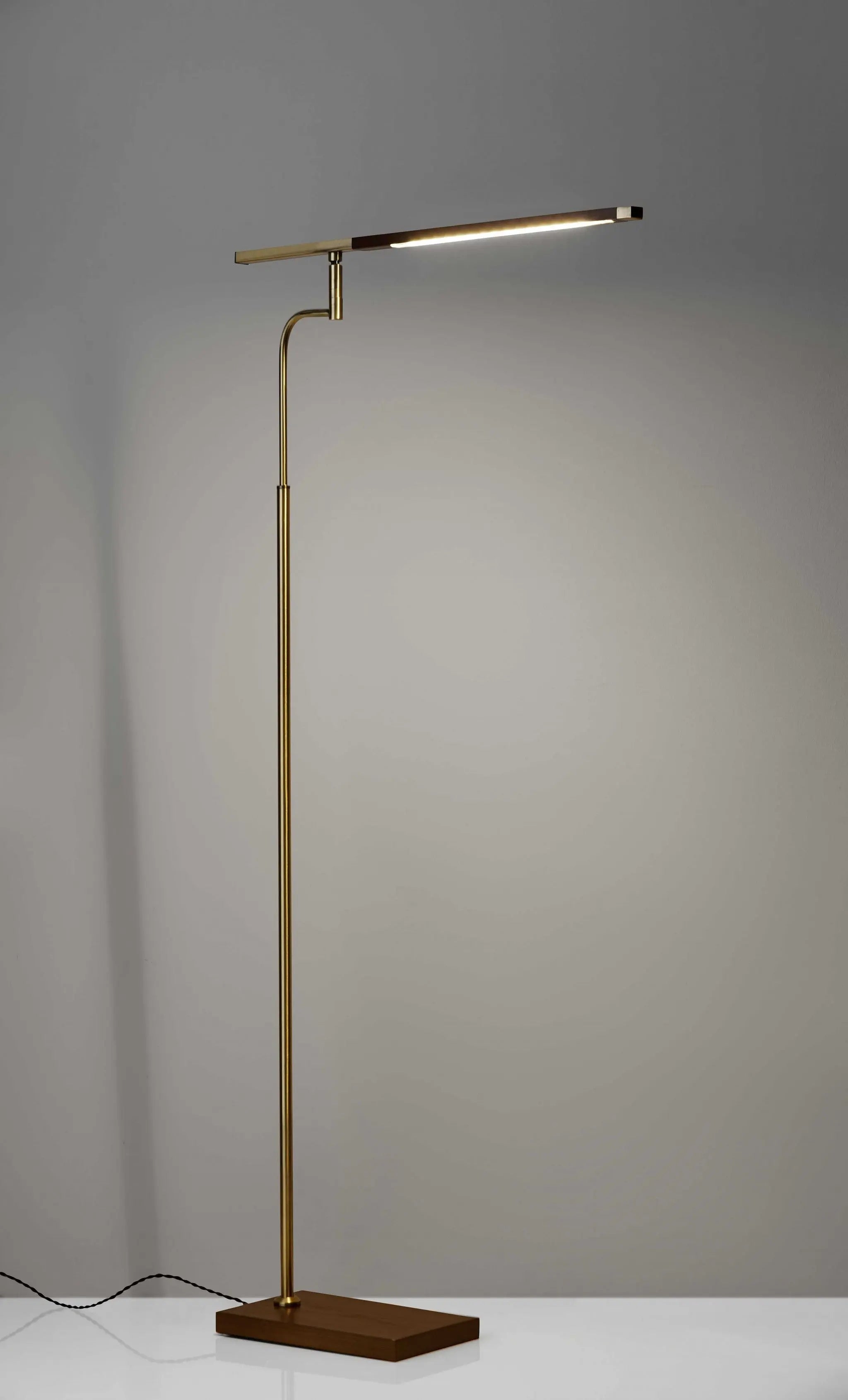 63" Brown LED Task Floor Lamp With Brass Homeroots Lighting