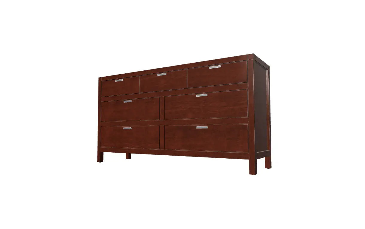 63" Brown Solid Wood Seven Drawer Double Dresser - GreatEagleInc