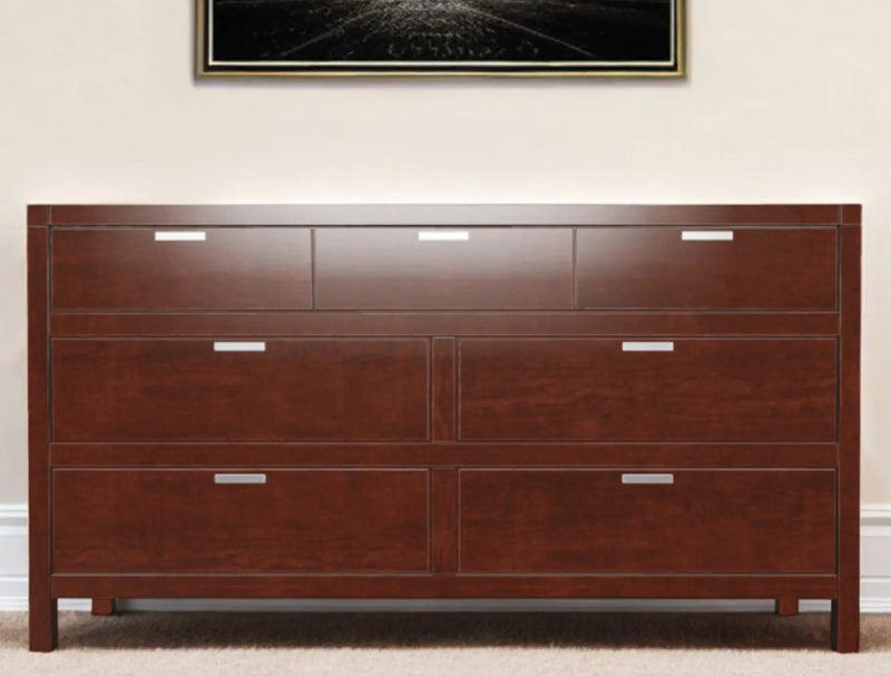 63" Brown Solid Wood Seven Drawer Double Dresser - GreatEagleInc