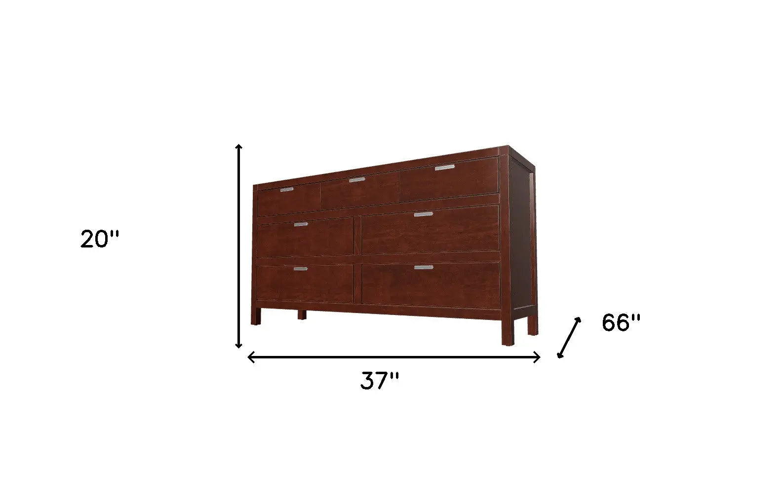 63" Brown Solid Wood Seven Drawer Double Dresser - GreatEagleInc