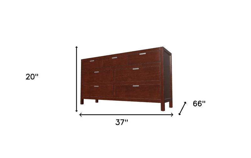 63" Brown Solid Wood Seven Drawer Double Dresser - GreatEagleInc