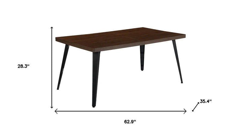 63" Dark Brown and Black Wood and Iron Dining Table Homeroots Kitchen & Dining