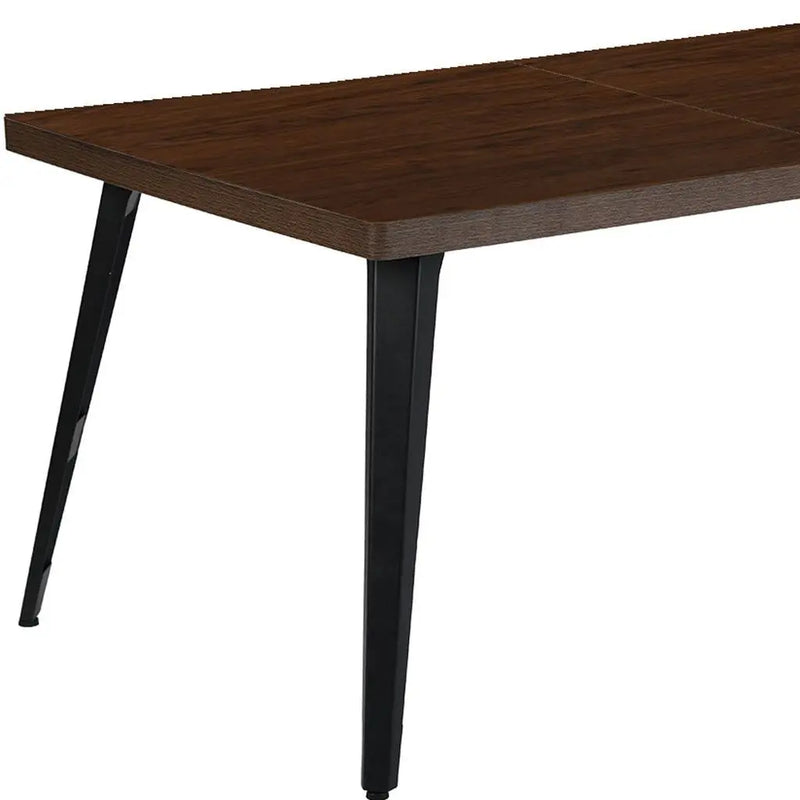 63" Dark Brown and Black Wood and Iron Dining Table Homeroots Kitchen & Dining
