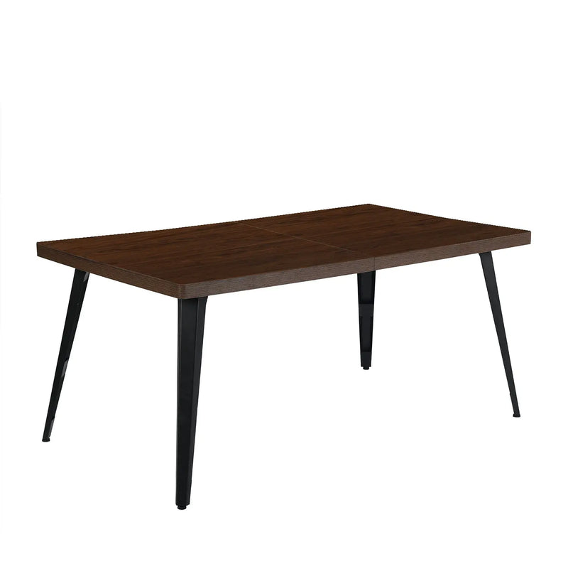 63" Dark Brown and Black Wood and Iron Dining Table Homeroots Kitchen & Dining