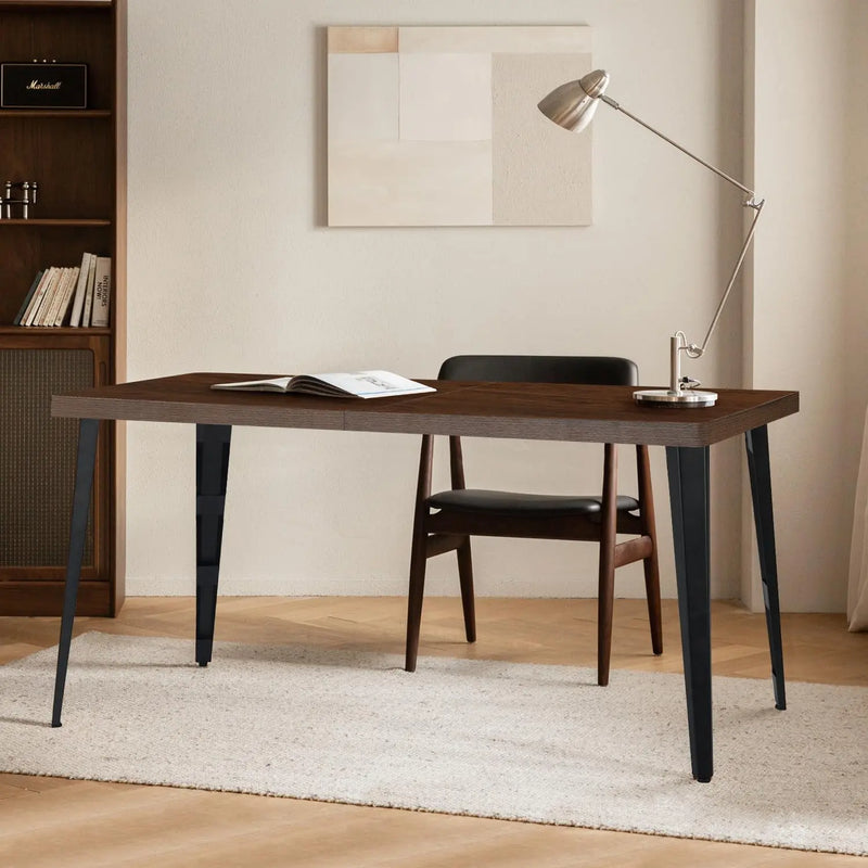 63" Dark Brown and Black Wood and Steel Dining Table Homeroots Kitchen & Dining