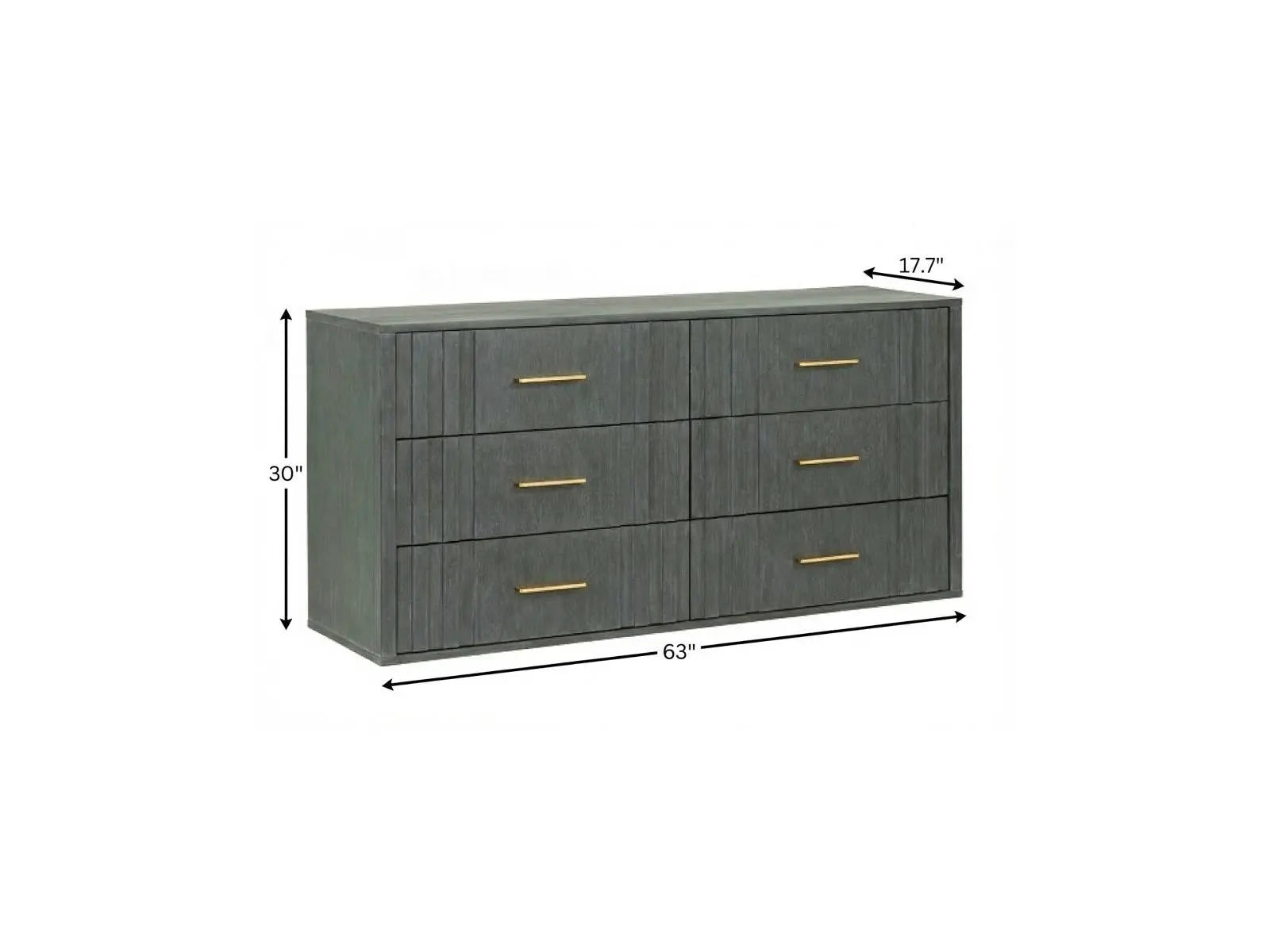 63" Dark Grey Solid And Manufactured Wood Six Drawer Dresser Homeroots Bed & Bath