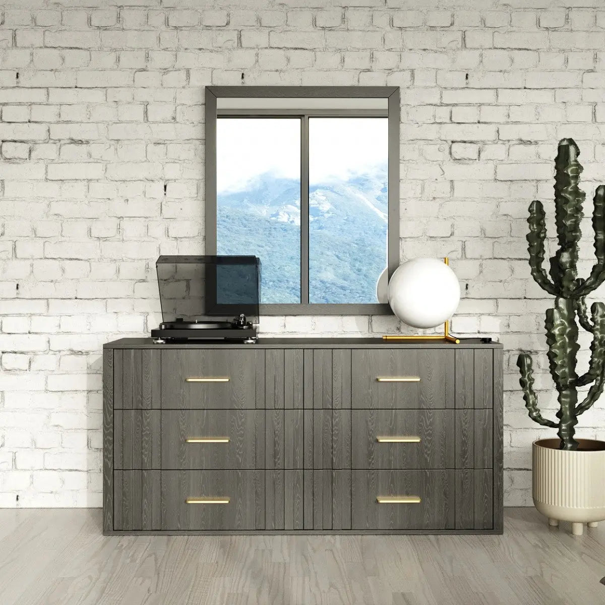 63" Dark Grey Solid And Manufactured Wood Six Drawer Dresser Homeroots Bed & Bath