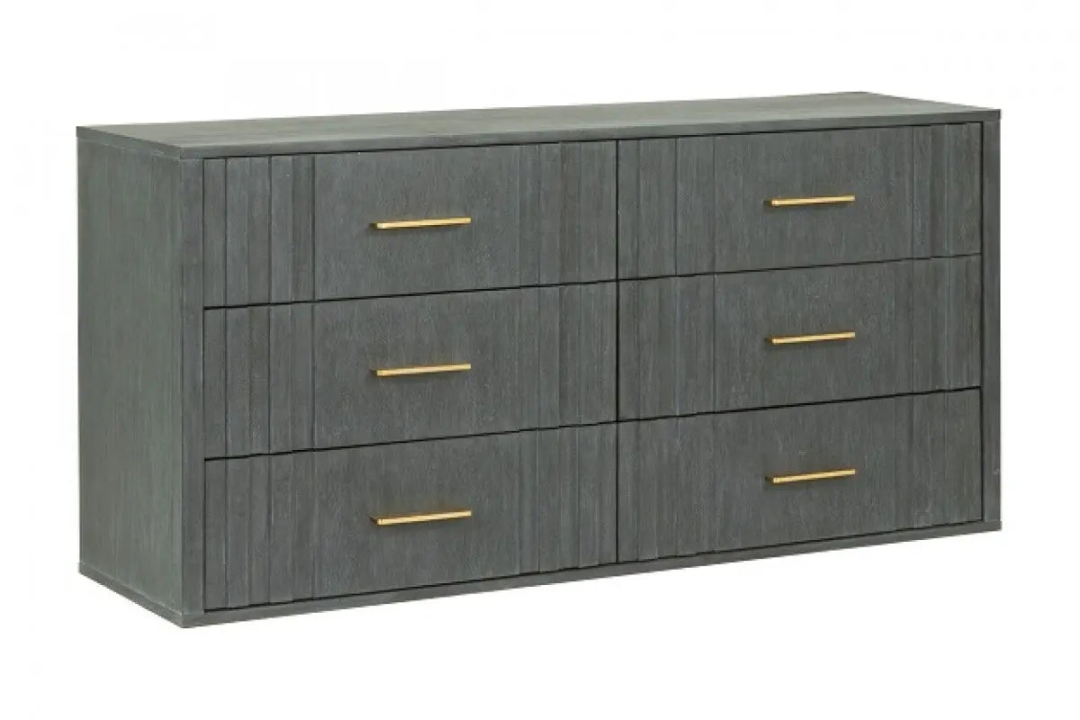 63" Dark Grey Solid And Manufactured Wood Six Drawer Dresser Homeroots Bed & Bath