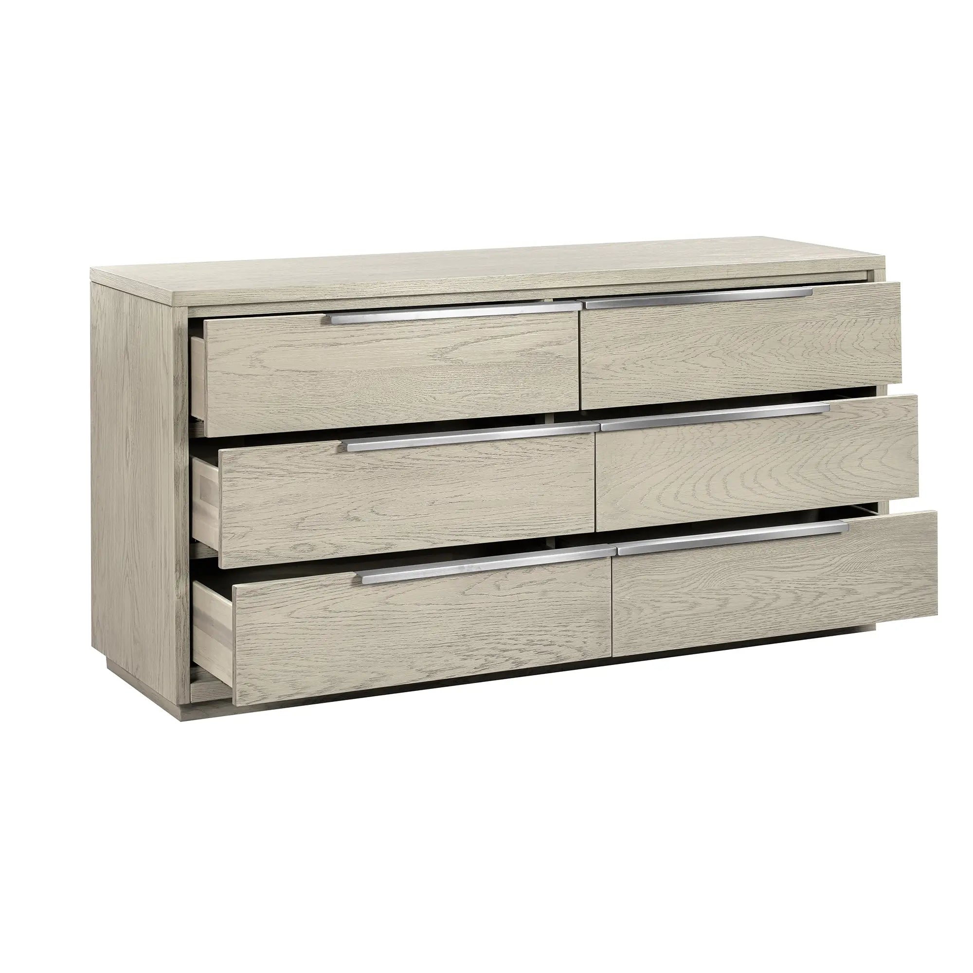 63" Gray Solid Wood Six Drawer Double Dresser Homeroots Bed & Bath