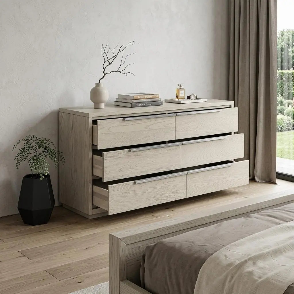 63" Gray Solid Wood Six Drawer Double Dresser Homeroots Bed & Bath
