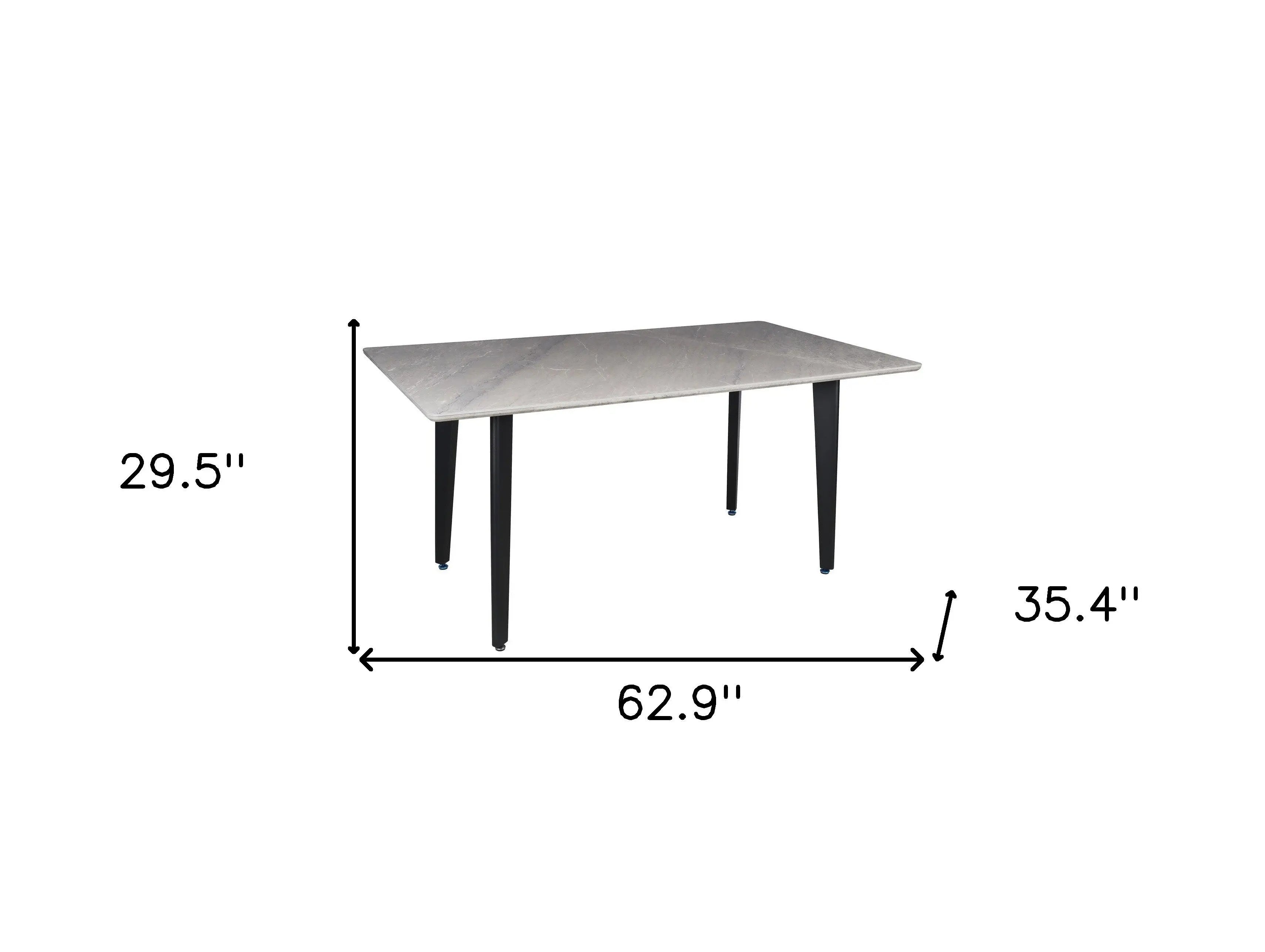 63" Gray Stone and Metal Dining Table Homeroots Kitchen & Dining