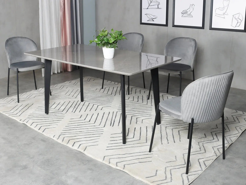 63" Gray Stone and Metal Dining Table Homeroots Kitchen & Dining