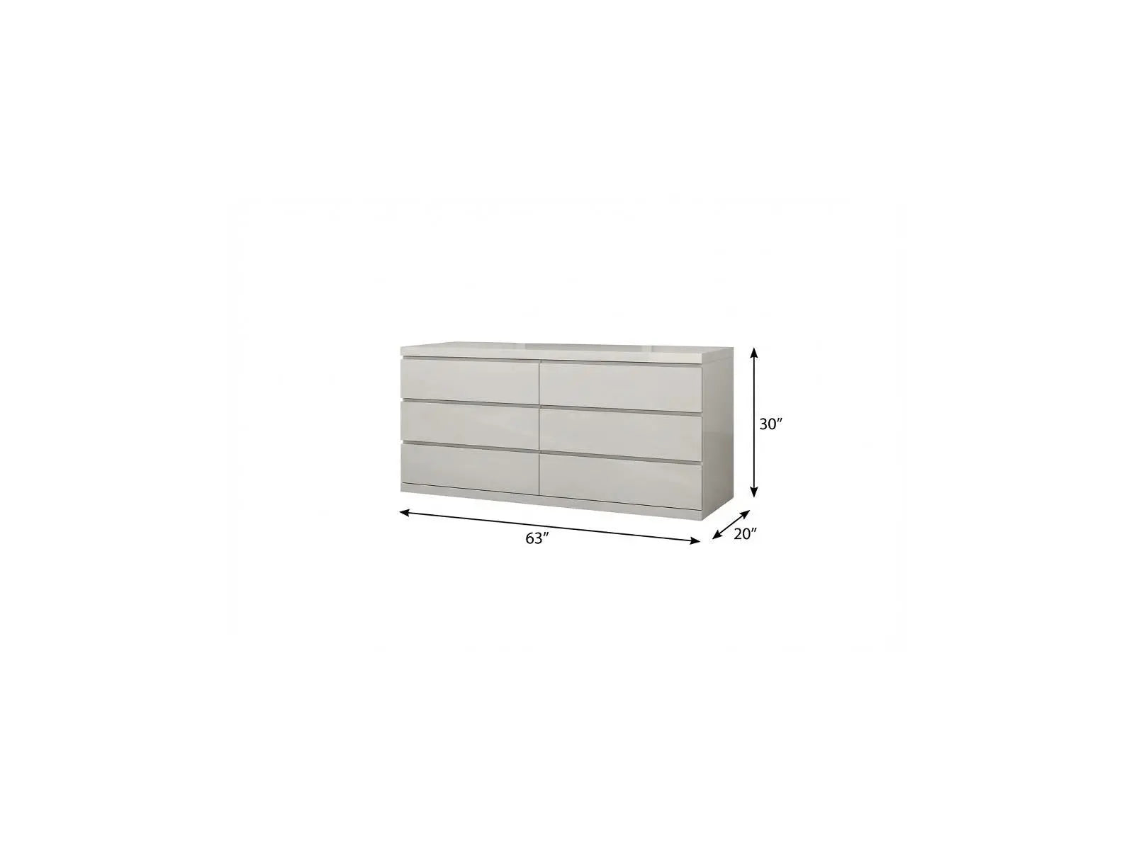 63" Gray Wood Six Drawer Double Dresser Homeroots Bed & Bath