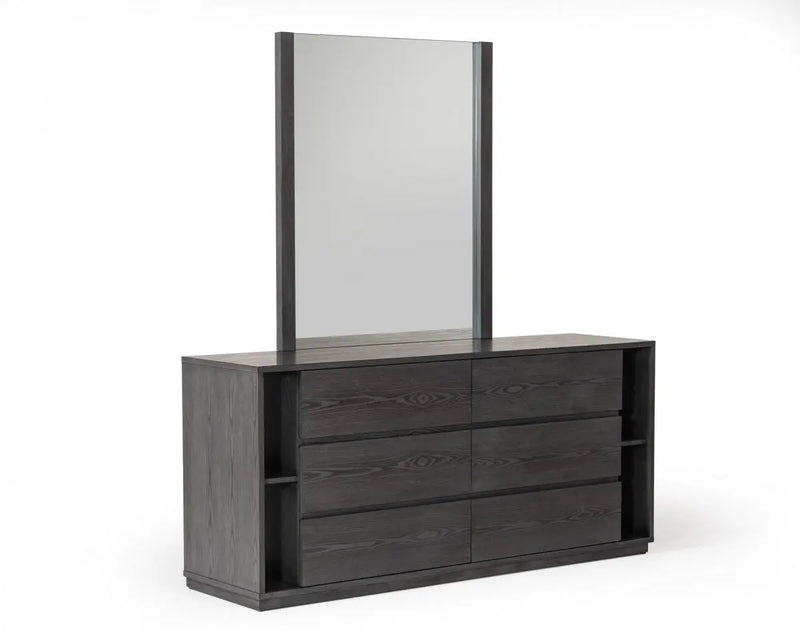 63" Grey Solid Wood Six Drawer Double Dresser Homeroots Bed & Bath