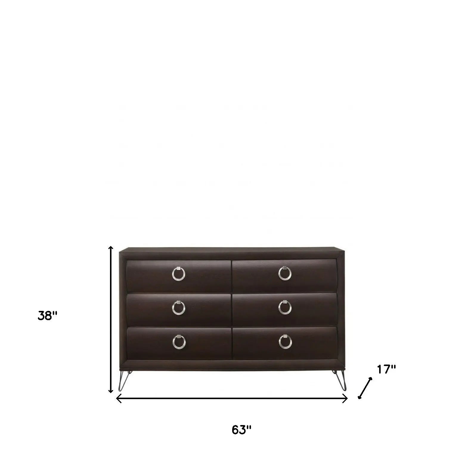 63" Merlot Solid and Manufactured Wood Six Drawer Double Dresser Homeroots Bed & Bath