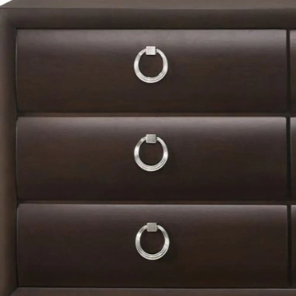 63" Merlot Solid and Manufactured Wood Six Drawer Double Dresser Homeroots Bed & Bath