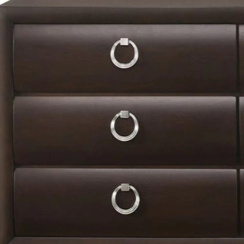 63" Merlot Solid and Manufactured Wood Six Drawer Double Dresser Homeroots Bed & Bath